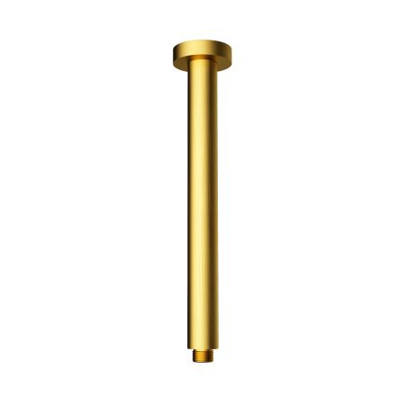 Round Vertical Shower Arm Brushed Gold 300mm