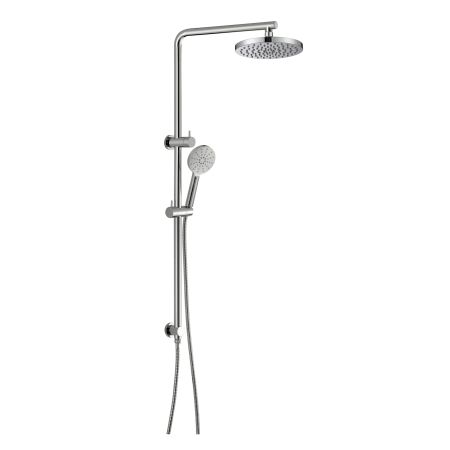 Cora Round Multi-function Shower Set Brushed Nickel, 200mm Plastic Shower Head