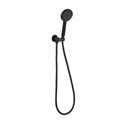 Cora Round Hand Shower On Wall Outlet Bracket Matt Black