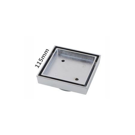 115mm Smart Tile Insert Floor Waste Drain Modern Seamless Square Design Chrome