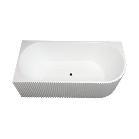 1700mm Back To Wall Grooved Left Corner Fit Gloss White Acrylic Bathtub