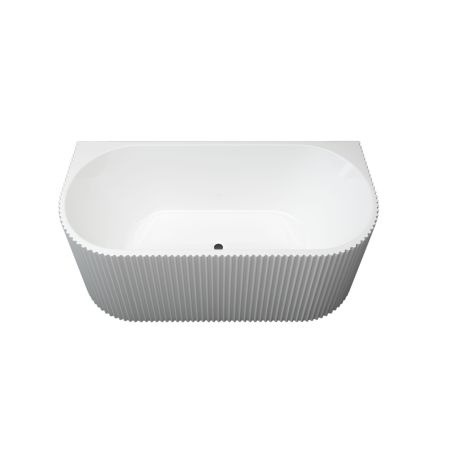 1500mm Back To Wall Grooved Gloss White Acrylic Bathtub No Overflow