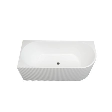 1500mm Freestanding Grooved Left Corner Fit Gloss White Acrylic Bathtub No Overflow