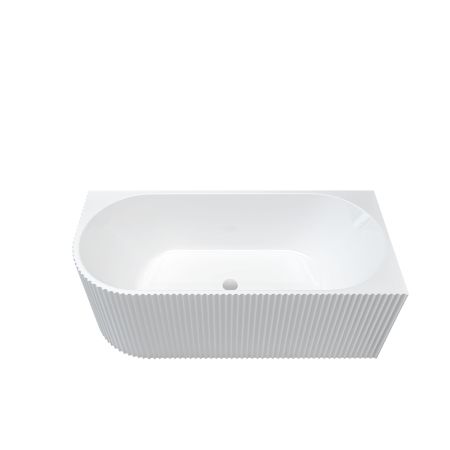 1500mm Freestanding Grooved Right Corner Fit Gloss White Acrylic Bathtub No Overflow