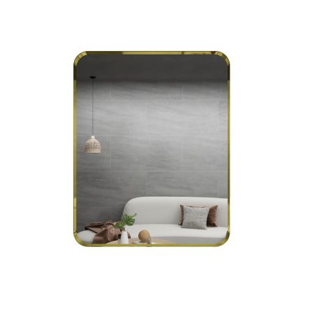 600mm (L) x 750mm (D) Metal Frame Mirror Brushed Gold Rectangle Framed Mirror