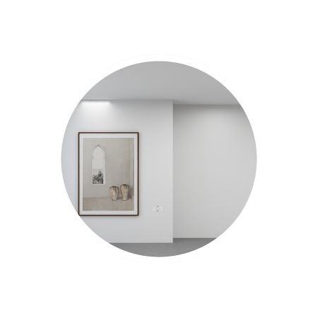 600mm Illuminated Round Bathroom LED Mirror Make Up With Touchless Switch 3 Color Lighting