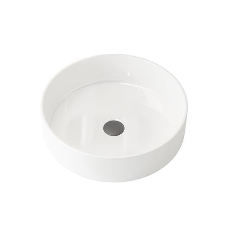 400x400x115mm Round Gloss White Ceramic Above Counter Basin Non-overflow