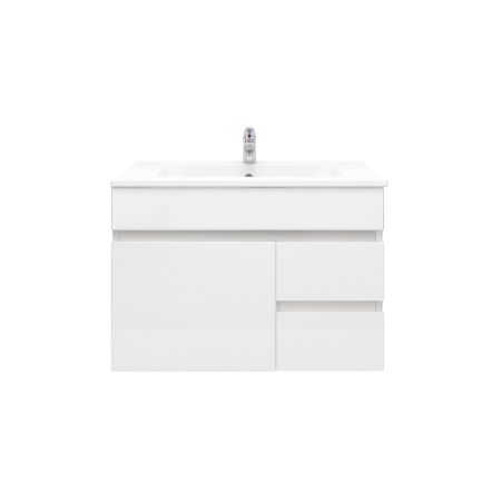 750mm Wall Hung MDF Gloss White Left/Right Drawers Bathroom Vanity Cabinet Only