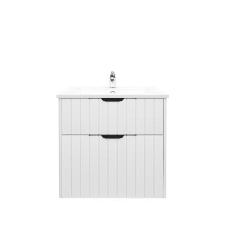 600mm Aria Matte White 2 PAC MDF 2 Drawers Wall Hung Bathroom Vanity With Handle