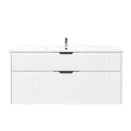 1200mm Aria Matte White 2 PAC MDF 2 Drawers Wall Hung Bathroom Vanity With Handle