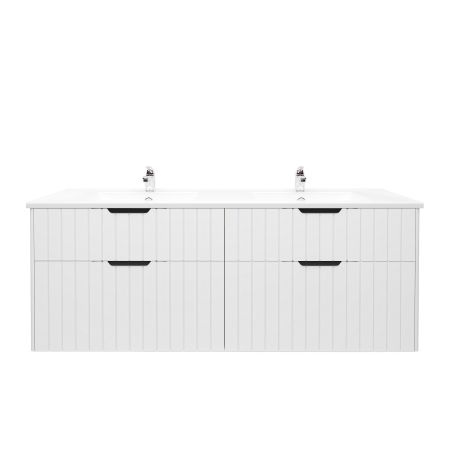 1500mm Aria Matte White 2 PAC MDF 2 Drawers Wall Hung Bathroom Vanity With Handle