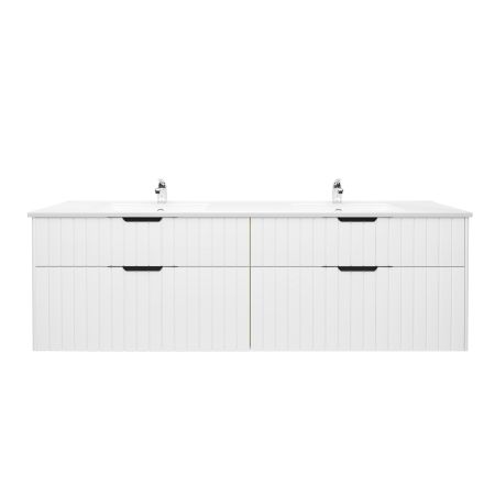 1800mm Aria Matte White 2 PAC MDF 2 Drawers Wall Hung Bathroom Vanity With Handle