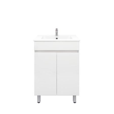 600mm 2-Door Freestanding With Legs PVC Gloss White Finish Bathroom Vanity Cabinet Only