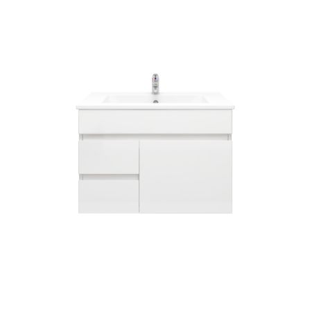 750mm Wall Hung PVC Gloss White Left/Right Drawers Bathroom Vanity Cabinet Only  