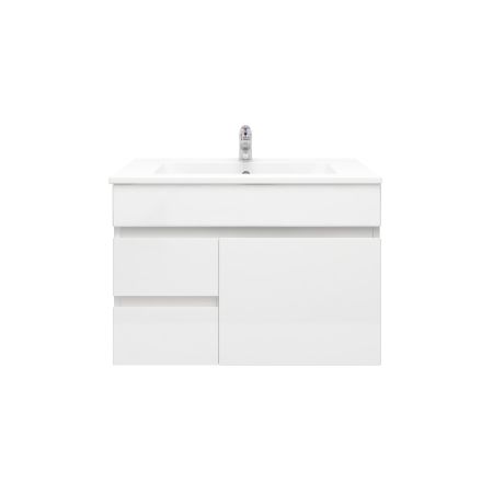 750mm Narrow Wall Hung PVC Gloss White Left/Right Drawers Bathroom Vanity Cabinet Only