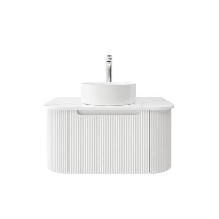 750mm Wall Hung PVC Matte White Striped Surface Curved Edge Bathroom Vanity Cabinet Only