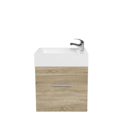 500mm Wall Hung Bathroom Vanity White Oak Wood Grain 2 PAC Coating MDF Board