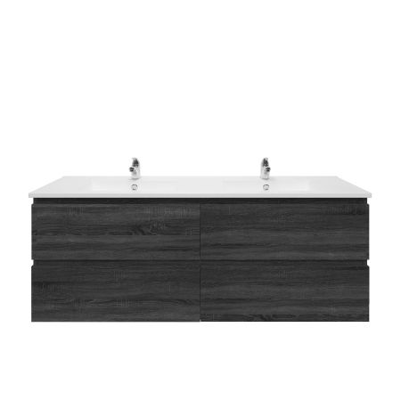 1500mm Wall Hung Bathroom Vanity Dark Grey Wood Grain 2 PAC Coating MDF Board