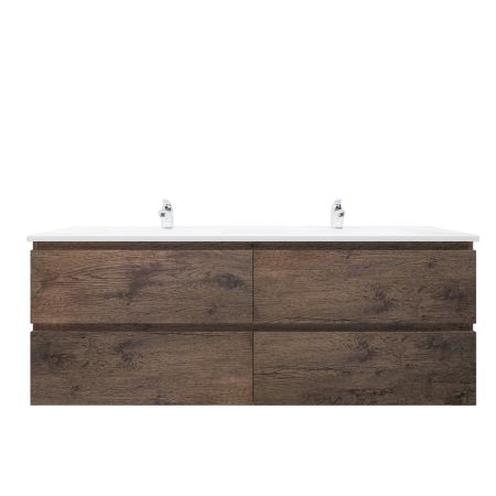 1500mm Wall Hung Bathroom Vanity Dark Oak Wood Grain 2 PAC Coating MDF Board
