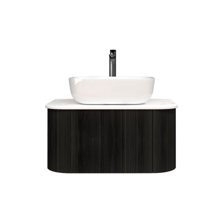 750mm Bottega Oak Wall Hung Bathroom Vanity with Curved Edge and V-Grooved Design MDF Cabinet Only