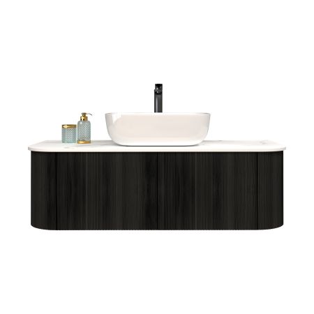 1200mm Bottega Oak Wall Hung Bathroom Vanity with Curved Edge and V-Grooved Design MDF Cabinet Only