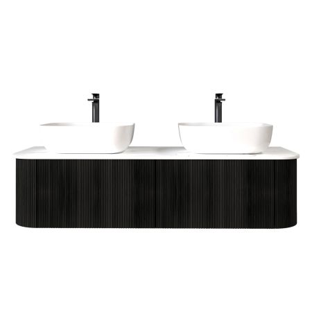 1500mm Bottega Oak Wall Hung Bathroom Vanity with Curved Edge and V-Grooved Design MDF Cabinet Only