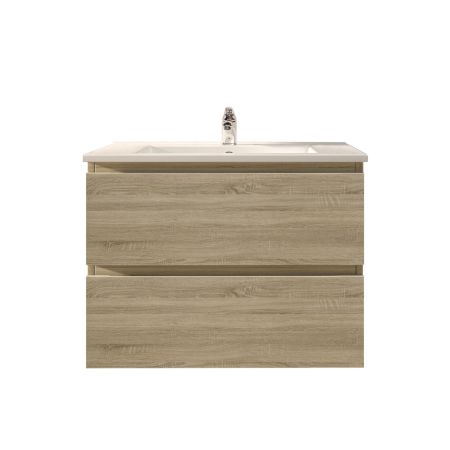 750mm Wall Hung Bathroom Vanity White Oak Wood Grain 2 PAC Coating MDF Board