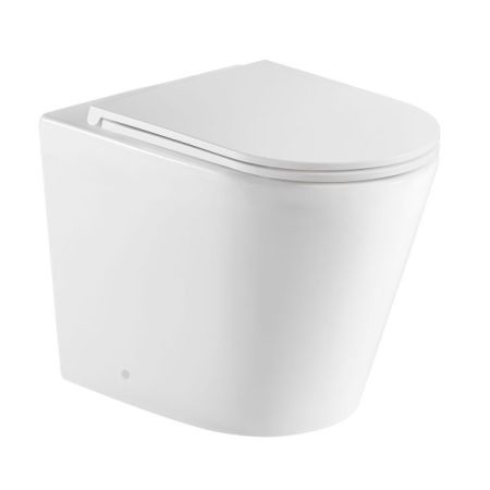 Berlin99 Matte White Wall Faced Pan with Slim UF Seat Cover Quiet Flushing Technology Floor Pan
