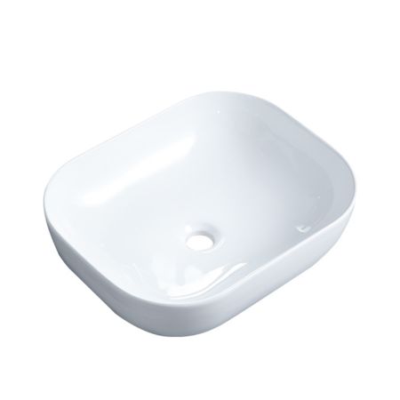 500x400x150mm Rectangle Gloss White Ceramic Above Counter Basin Non-overflow