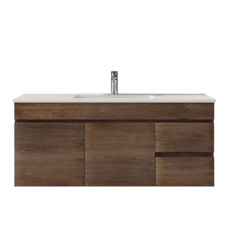 1200MM Dark Oak MDF Bathroom Vanity Right Drawers Wall Hung Cabinet Only