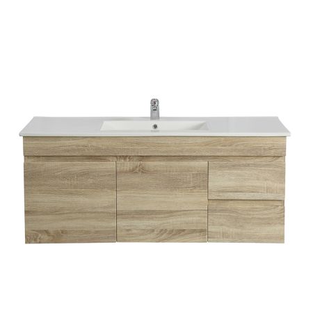 1200MM White Oak MDF Bathroom Vanity Right Drawers Wall Hung Cabinet Only