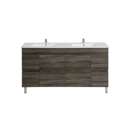 1500MM Dark Grey MDF Bathroom Vanity 4 Side Drawers 2 Middle Doors Free Standing Cabinet Only