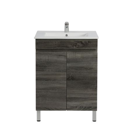 600MM Narrow Dark Grey MDF Bathroom Vanity 2 Doors Free Standing Cabinet Only