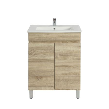 600MM Narrow White Oak MDF Bathroom Vanity 2 Doors Free Standing Cabinet Only