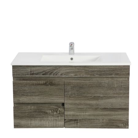 750MM Narrow Dark Grey MDF Bathroom Vanity Left Drawers Wall Hung Cabinet Only