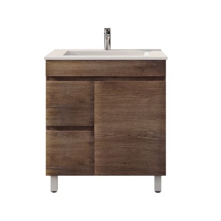 750MM Dark Oak MDF Bathroom Vanity Left Drawers Free Standing Cabinet Only