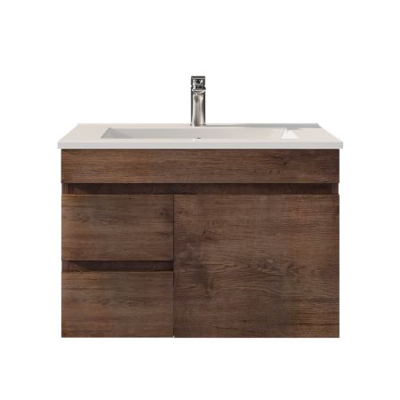 750MM Dark Oak MDF Bathroom Vanity Left Drawers Wall Hung Cabinet Only