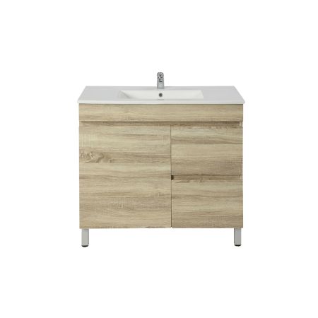 750MM White Oak MDF Bathroom Vanity Right Drawers Free Standing Cabinet Only