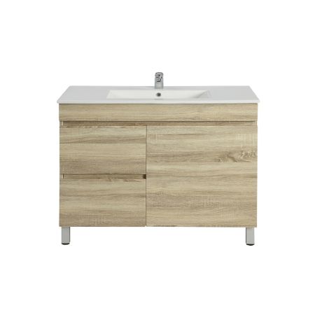 900MM White Oak MDF Bathroom Vanity Left Drawers Free Standing Cabinet Only