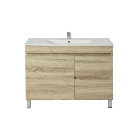 900MM White Oak MDF Bathroom Vanity Right Drawers Free Standing Cabinet Only