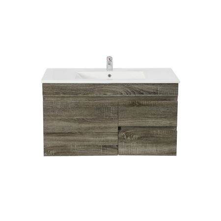 900MM Dark Grey MDF Bathroom Vanity Right Drawers Wall Hung Cabinet Only