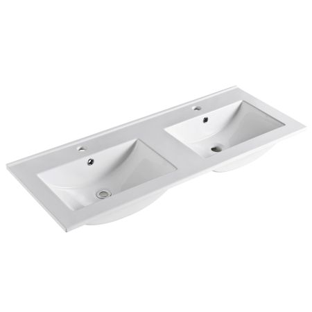 1200x460mm Nana Gloss White Thin Edge Ceramic Top Double Sinks / Bowls