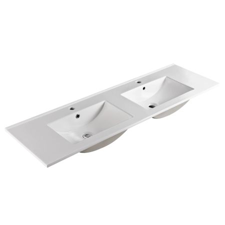 1500x460mm Nana Gloss White Thin Edge Ceramic Top Double Sinks / Bowls