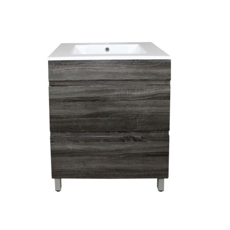 600mm Freestanding Bathroom Vanity With Legs Dark Grey Wood Grain 2 PAC Coating MDF Board