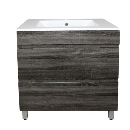 750mm Freestanding Bathroom Vanity With Legs Dark Grey Wood Grain 2 PAC Coating MDF Board 
