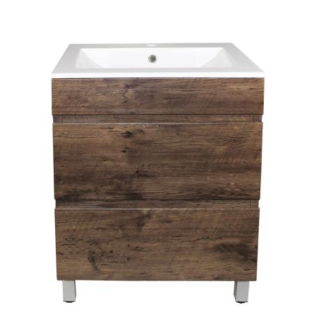 600mm Freestanding Bathroom Vanity With Legs Dark Oak Wood Grain 2 PAC Coating MDF Board