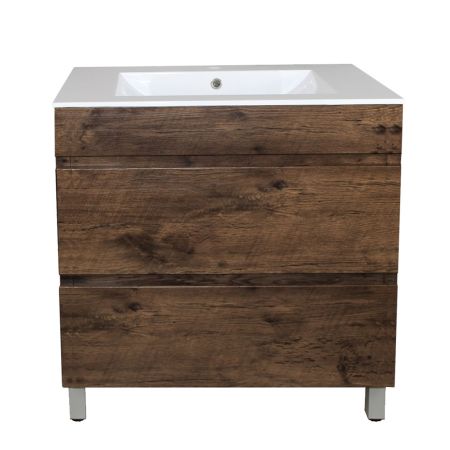 750mm Freestanding Bathroom Vanity With Legs Dark Oak Wood Grain 2 PAC Coating MDF Board 