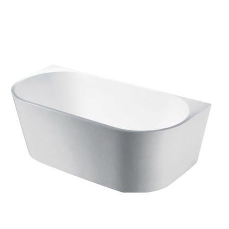 1500mm Back To Wall Bathtub Oval Gloss White Acrylic Rounded Edge