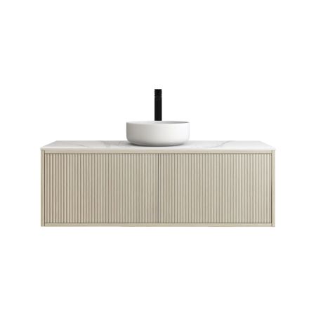 1200mm Slim Coastal Oak Wall Hung Bathroom Vanity Left Drawer Grooved MDF Cabinet Only