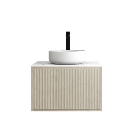 600mm Coastal Oak Wall Hung Bathroom Vanity 1 Door Grooved MDF Cabinet Only